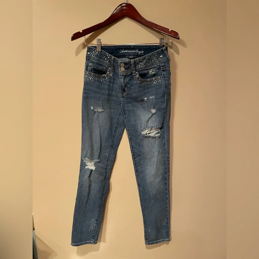 AMERICAN EAGLE - Y2K STUDDED JEANS - Size ) - Picture 7 of 11